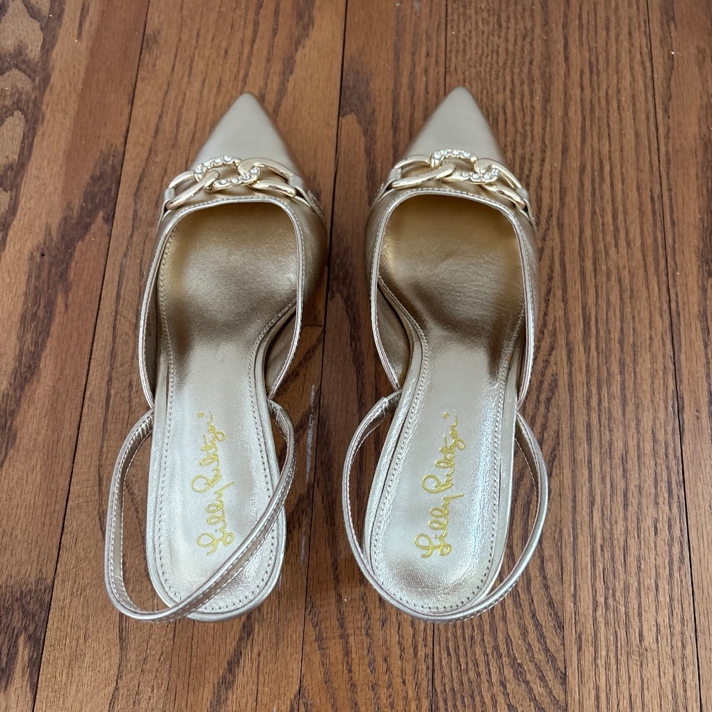 Gold Lilly slingback shoes